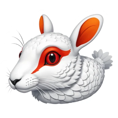 Rock Ptarmigan-Snowshoe-Hare-Koi-Fish-Animal-hybrid, full body, with red marking over eye sticker