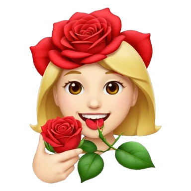 Normal emoji biting a rose flower  sticker