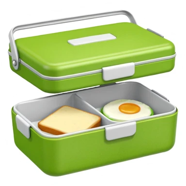 A small green empty lunchbox and a wipe sticker