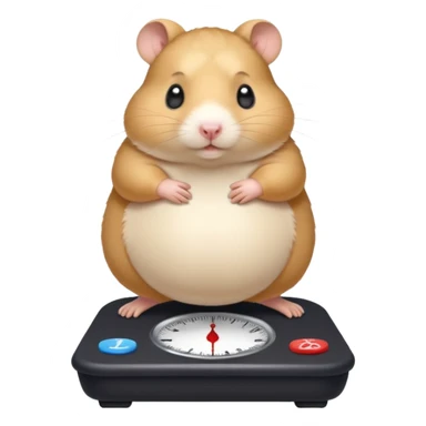fat hamster pregnant belly stepping on a broken scale looking guilty sticker