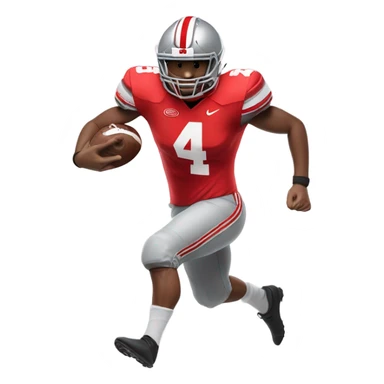 Football player in an Ohio state uniform wearing number 4 running sticker