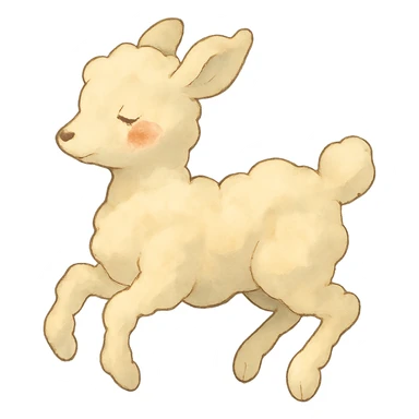 vanilla-colored cloud doe, floating with rosy cheeks, ghibli style sticker