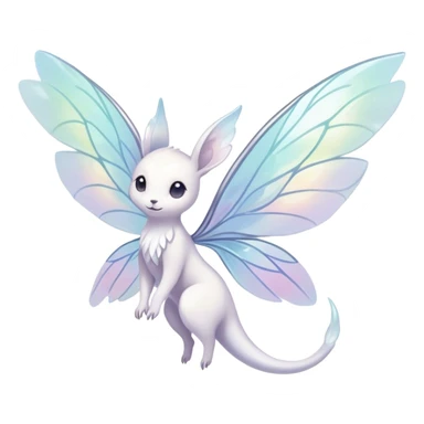 Iridescent white pale wings-ears, fairy-like-fakemon-creature  sticker