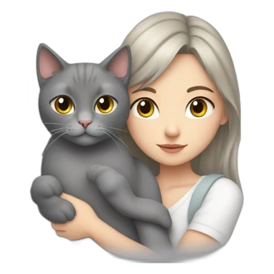 gray cat cuddles white turkish girl sticker
