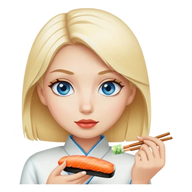 A blonde blue eyed girl eating sushi  sticker