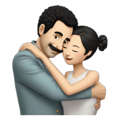 borat hugs chinese girl sticker