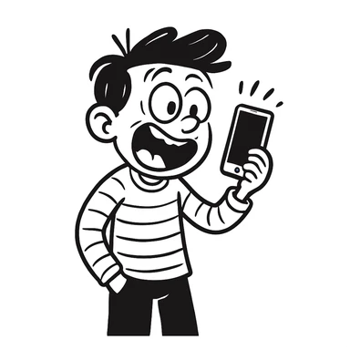 Make the boy's expression funny and exaggerated, keep the hand drawn doodle style, no background. sticker