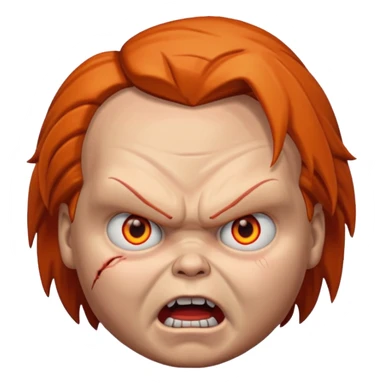 la tete de chucky avec les yeux orange enerve sticker