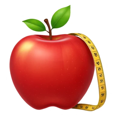 apple with a measuring tape sticker