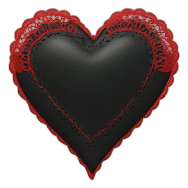 black leather heart with red lace overlay sticker