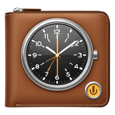 wallet with a speeding clock with motion lines in top right corner, clock hands spinning fast, speed lines around the clock to show fast service sticker