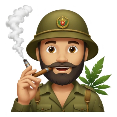 brauny bearded cool jungle commando smoking a cigar with a grin sticker