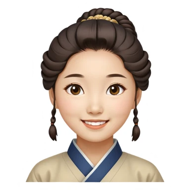 A smiling Korean girl with traditional Korean hairstyle sticker