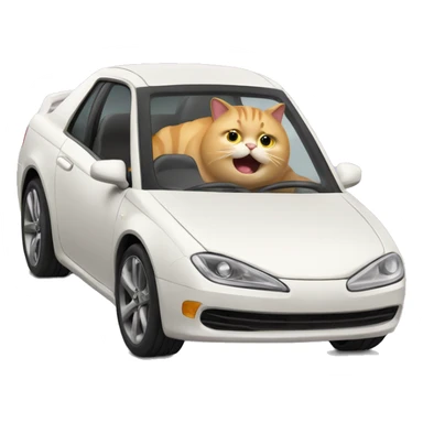 fat cat driving a fast car sticker