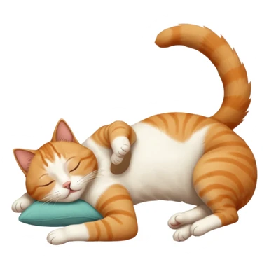 ginger and white small cat eyes closed lying down upside down with paws stretched out straight in different directions sticker