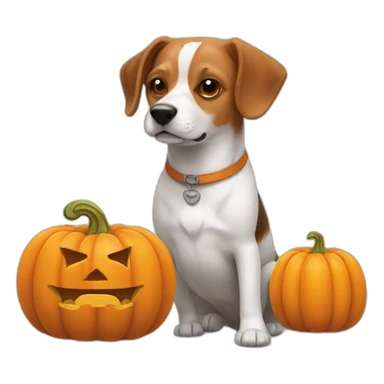 wise beagle and jack russell dog with pumpkin sticker