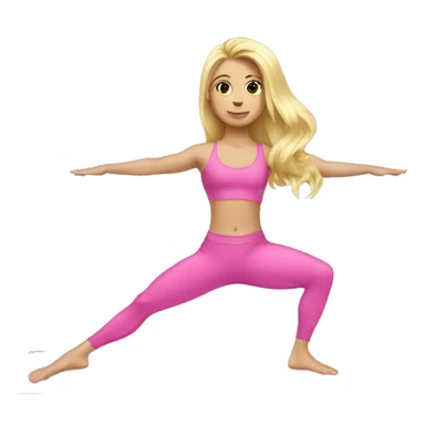 Blonde long hair doing Pilates wearing pink  sticker