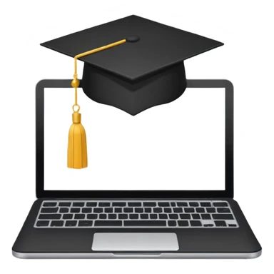 open laptop with graduation cap above it sticker