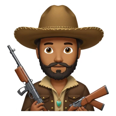  black cowboy with full beard, sombrero and a ak47 up sticker
