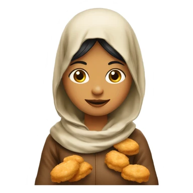 Meisje met hoofddoek die kipnuggets eet sticker