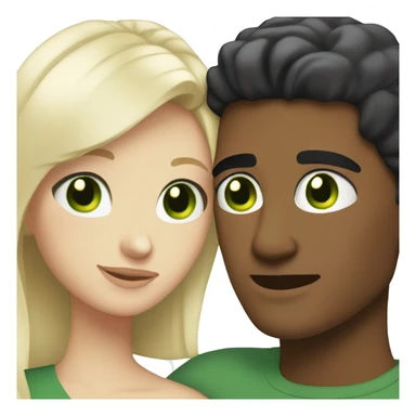 Whites women blonde hair green eyes hugging white man short black hair brown eyes  sticker