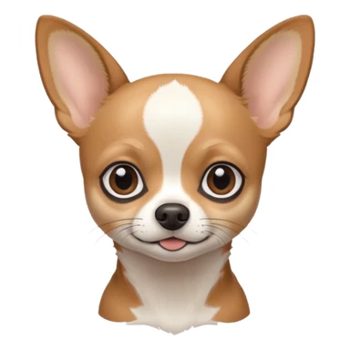 A black and white chihuahua emoji please with a thin white line on the center of head and brown eyebrow sticker