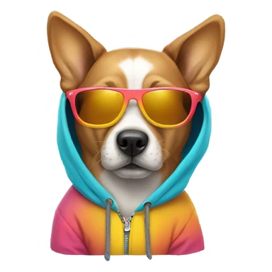 dog wearing a hoodie with sunglasses sticker