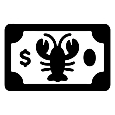 lobster on a dollar bill sticker