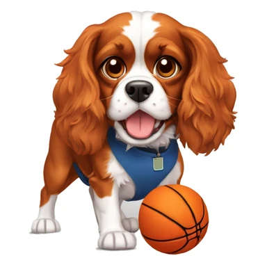 cavalier king charles paying basketball  sticker