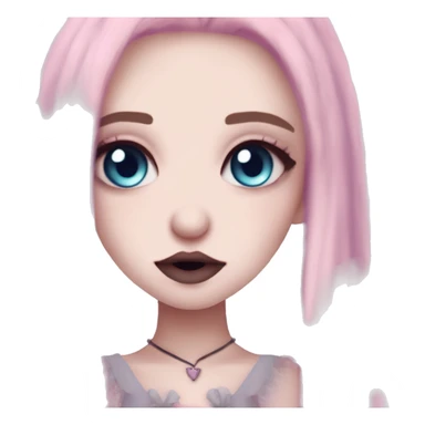Cute pastel goth spooky brown lips CUTE pink pale vampire teeth pretty pink eyebrows vampire goth princess elf ears blue eyes pink hair sticker