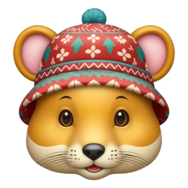 animal wearing patterned hat  sticker
