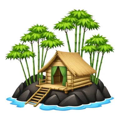 bamboo hut in Volcano Island sticker