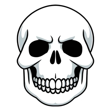 Punisher skull logo, white skull with teeth on black background sticker