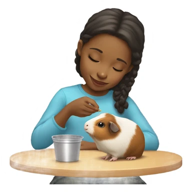 Little Light skin girl Feeding Guinea pig sticker