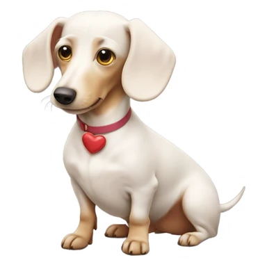 White dachshund with a heart  sticker