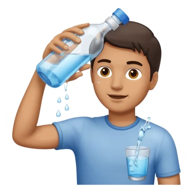 man pouring water from bottle to cup  sticker