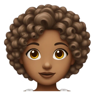 girl with curly hair with annabelle the doll makeup sticker