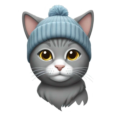 Grey cat wearing a beanie sticker