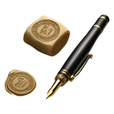 Fountain pen and wax seal stamp sticker