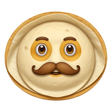 a fresh "Flying" flour tortilla football with a mustache sticker