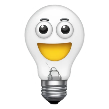 Lightbulb with a open smile with googly eyes sticker