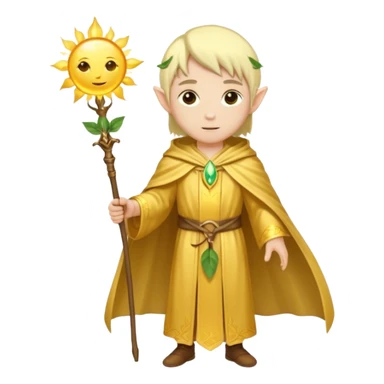 {
      "type": "human",
      "look": "light elf healer, golden robe, staff with leaf and sun",
      "description": "a light elf healer wearing a golden robe and holding a staff with leaf and sun no face"
    } sticker