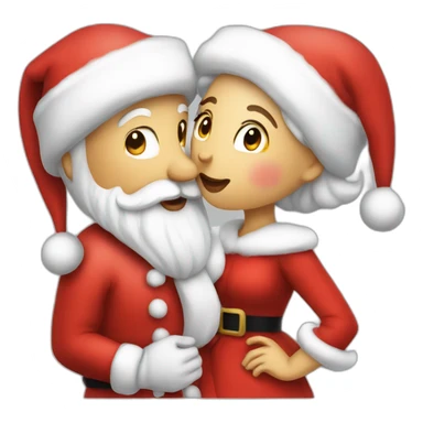 santa and mrs claus kissing sticker