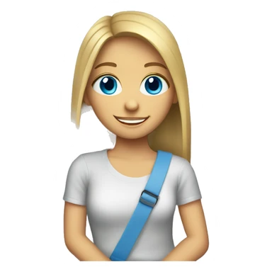 smiling girl in car interior blue eyes  sticker