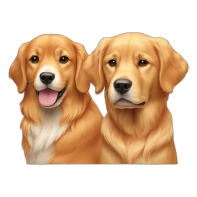 one orange cat and two golden retriever dogs sticker