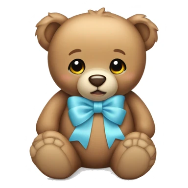 Teddy bear with light blue bow  sticker