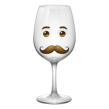 A Wine Glass with A mustache sticker