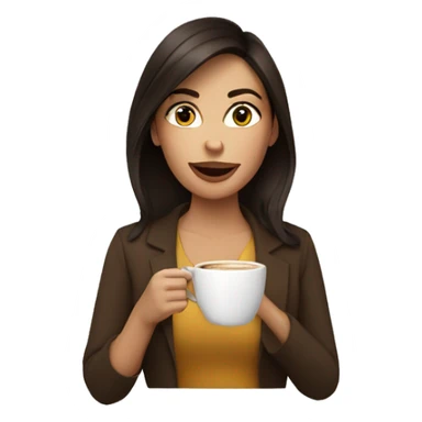 brunette woman drinking coffee sticker