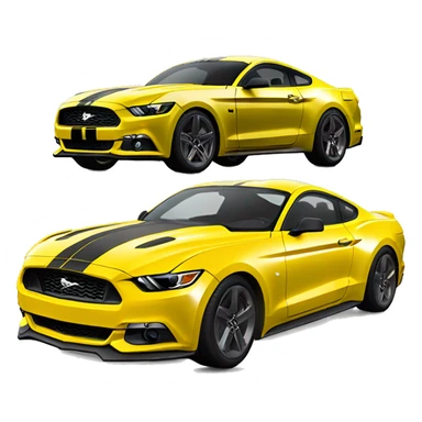 Create me an emoji of a 2015 Mustang GT, yellow with tinted windows and windshield. black wheels. No stripes sticker