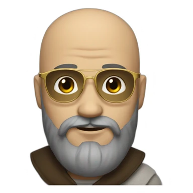 dark-haired man with bald viking beard and gold glasses sticker